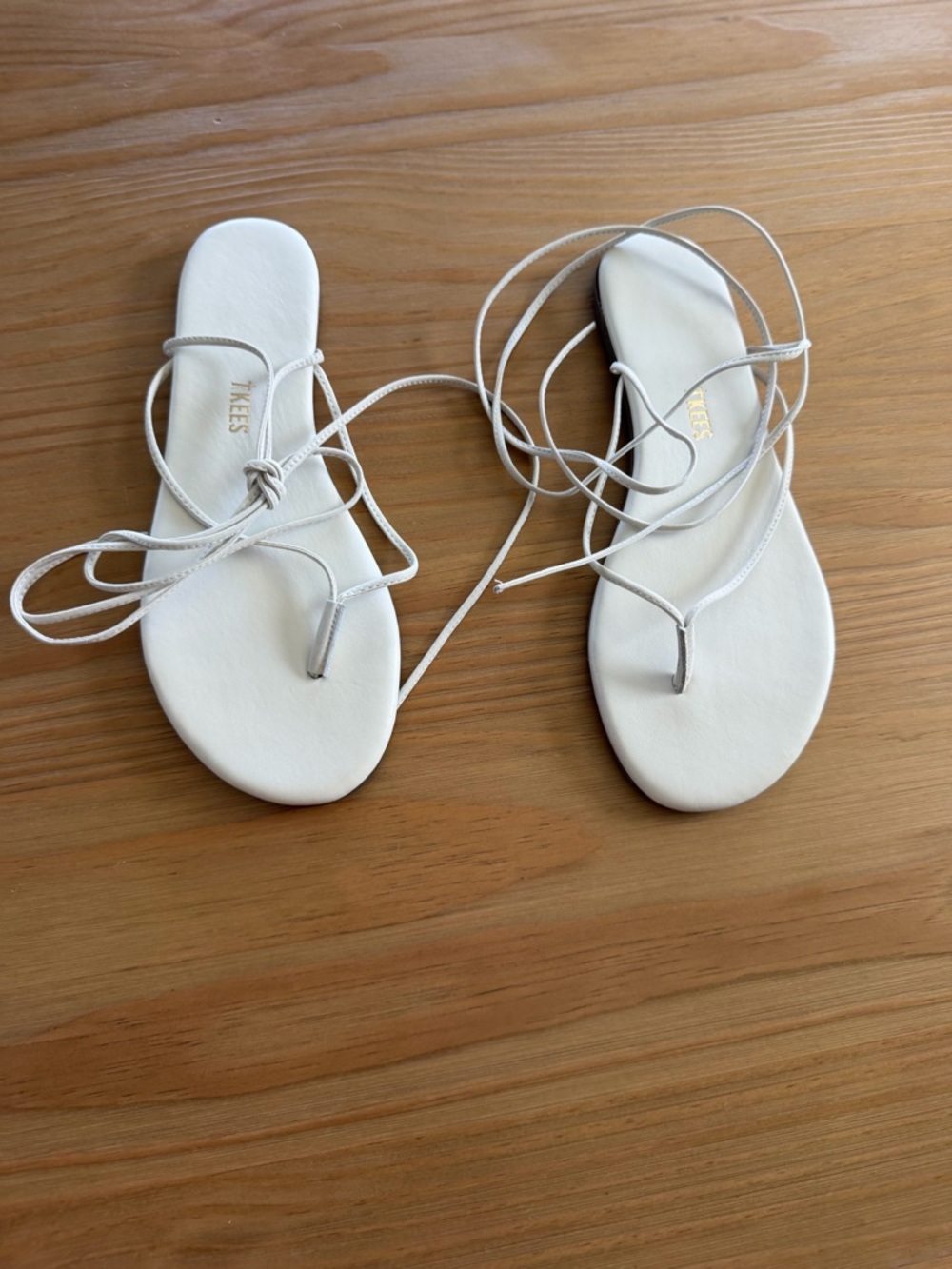 TKEES Cream Lace-Up Thong Sandals